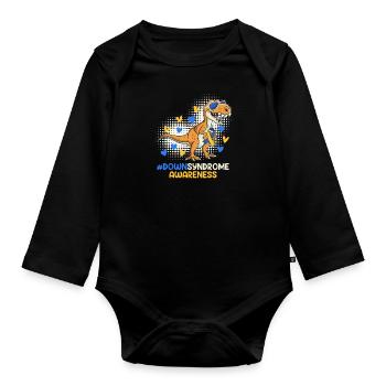 Down Syndrom Vater und Mutter mit Kind - Baby Bio-Langarm-Body - Schwarz - Vorne
