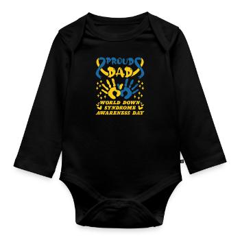 Down Syndrom Awareness Dad extra Chromosom - Baby Bio-Langarm-Body - Schwarz - Vorne