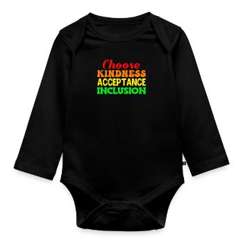 Choose Kindness Akzeptanz Inklusion - Baby Bio-Langarm-Body - Schwarz - Vorne