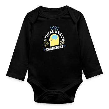 Mental Health Self-Esteem Awareness Mental - Organic Longsleeve Baby Bodysuit - black - Front