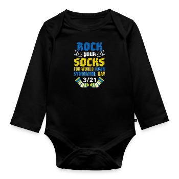 Rock your Socks Down Syndrome Awareness - Organic Longsleeve Baby Bodysuit - black - Front