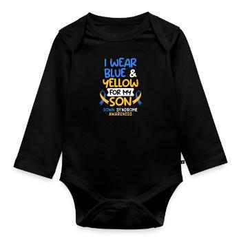 Down Syndrom Vater und Mutter mit Kind - Baby Bio-Langarm-Body - Schwarz - Vorne