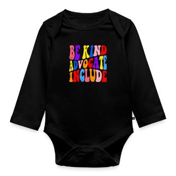Be enfant inclusion acceptation handicap solidarité - Body Bébé bio manches longues - noir - Devant