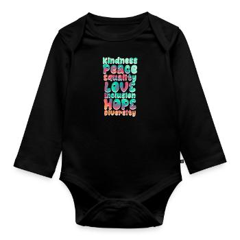Inclusion Acceptance Kindness Solidarity - Organic Longsleeve Baby Bodysuit - black - Front