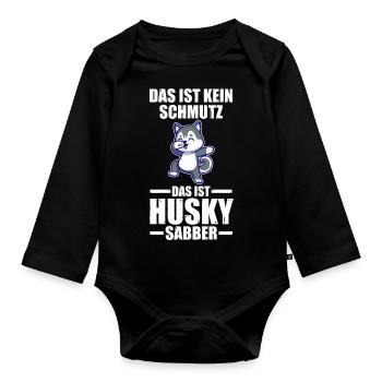 Hund Husky - Baby Bio-Langarm-Body - Schwarz - Vorne