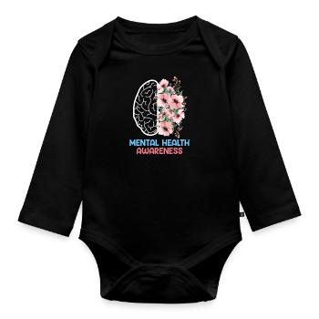 Santé mentale geistige Gesundheit Awareness - Body Bébé bio manches longues - noir - Devant