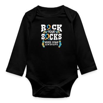 Down Syndrome Rock Your Socks Awareness - Body Bébé bio manches longues - noir - Devant