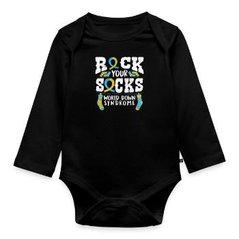 Down Syndrome Rock Your Socks Awareness - Body Bébé bio manches longues - noir - Devant