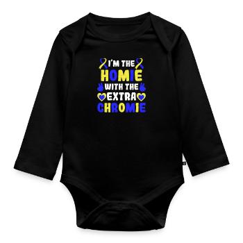 Trisomie chromosomique supplémentaire du syndrome de Down 21 - Body Bébé bio manches longues - noir - Devant