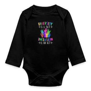Diversity is a fact Inclusion is an Act Vielfalt - Organic Longsleeve Baby Bodysuit - black - Front