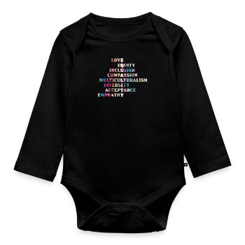 Inclusion Acceptance handicap Solidarity - Organic Longsleeve Baby Bodysuit - black - Front