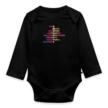 Inclusion, acceptation, handicap, solidarité - Body Bébé bio manches longues - noir - Devant