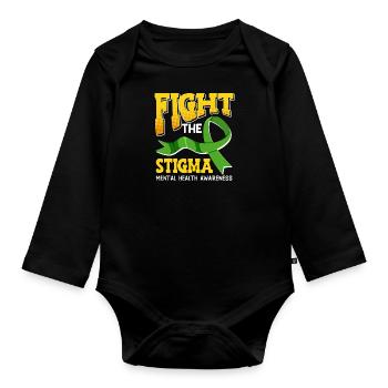 La santé mentale lutte contre la stigmatisation - Body Bébé bio manches longues - noir - Devant