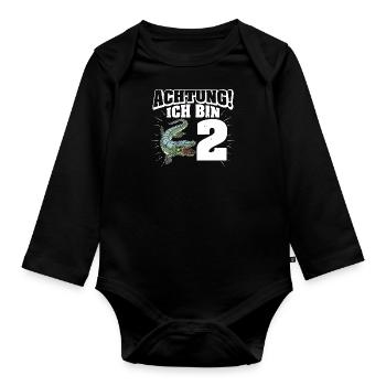 Dinosaurier Geschenk Kinder Urzeit Dino Spruch - Baby Bio-Langarm-Body - Schwarz - Vorne