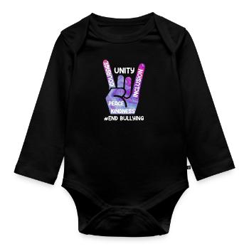 Stop Bullying Awareness and Solidarity for - Organic Longsleeve Baby Bodysuit - black - Front