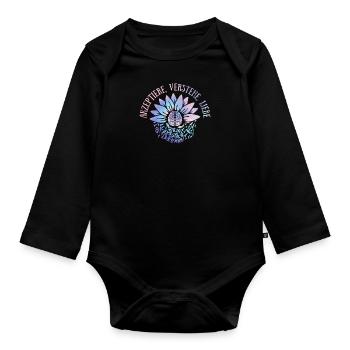 Inclusion Accepter Comprendre Amour handicap - Body Bébé bio manches longues - noir - Devant