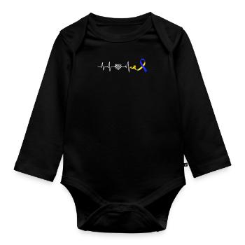 Down Syndrome Awareness Loop extra - Organic Longsleeve Baby Bodysuit - black - Front