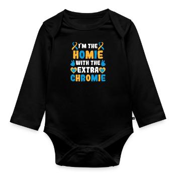 Trisomie chromosomique supplémentaire du syndrome de Down 21 - Body Bébé bio manches longues - noir - Devant