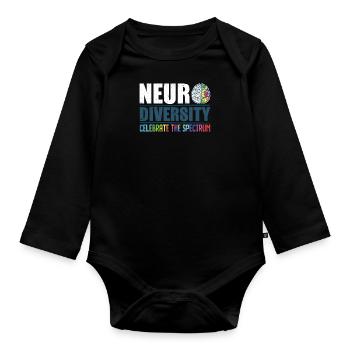 Conscience autistique Autisme Diversité - Body Bébé bio manches longues - noir - Devant