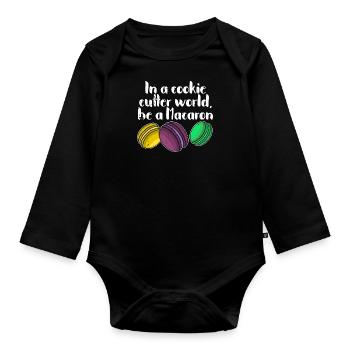 Markonen Hobbybäcker Italien Dessert Spruch - Baby Bio-Langarm-Body - Schwarz - Vorne