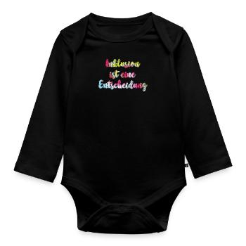 Inclusion is a decision acceptance - Organic Longsleeve Baby Bodysuit - black - Front