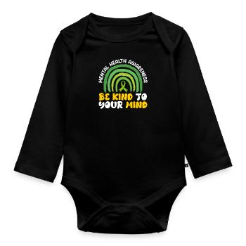 Santé mentale geistige Gesundheit Awareness - Body Bébé bio manches longues - noir - Devant