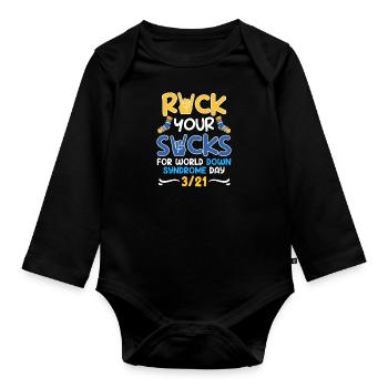 Sensibilisation Trisomie 21 Rock your Socks - Body Bébé bio manches longues - noir - Devant