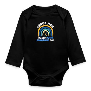Down Syndrom Vater und Mutter mit Kind - Baby Bio-Langarm-Body - Schwarz - Vorne