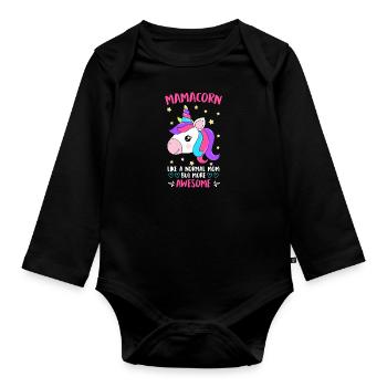 Mamacorn Cool Licorne Fan Maman Mères - Body Bébé bio manches longues - noir - Devant