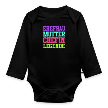 Ehefrau Mama Chefin Muttertag Supervisor - Baby Bio-Langarm-Body - Schwarz - Vorne