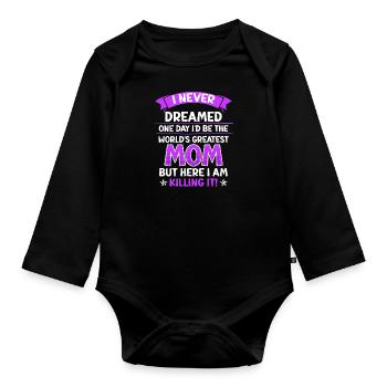 Coole Mama Muttertag weltbeste Mama Mothersday - Baby Bio-Langarm-Body - Schwarz - Vorne