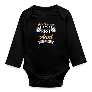 Worlds best Auntie Muttertag weltbeste Tante - Baby Bio-Langarm-Body - Schwarz - Vorne