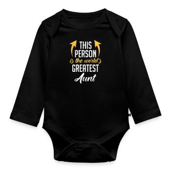 World greatest Auntie Muttertag Beste Tante - Baby Bio-Langarm-Body - Schwarz - Vorne
