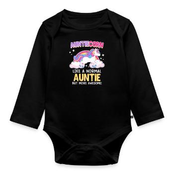 Tanticorn Einhorn Tanten Muttertag Unicorn - Baby Bio-Langarm-Body - Schwarz - Vorne