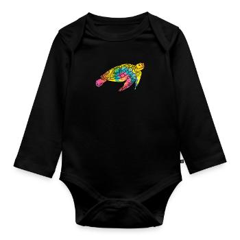 Save the turtles Save the Ocean Environmental Love - Organic Longsleeve Baby Bodysuit - black - Front