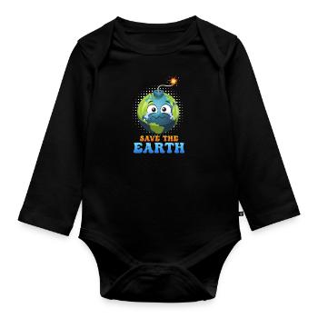 Save the Earth LOVE Mission Erde Umweltschutz - Baby Bio-Langarm-Body - Schwarz - Vorne