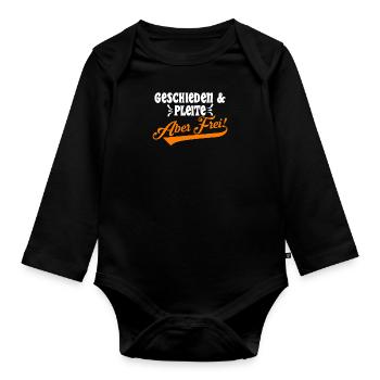 Geschieden & Pleite aber Frei! Scheidungsparty - Baby Bio-Langarm-Body - Schwarz - Vorne