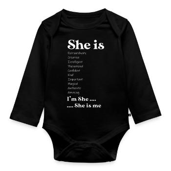 She is my mother - Body Bébé bio manches longues - noir - Devant