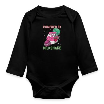 Erdbeeren Geschmack Milkshake Kawaii Japan - Baby Bio-Langarm-Body - Schwarz - Vorne