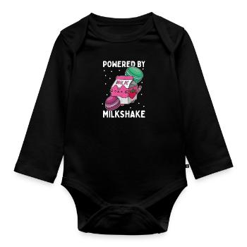Erdbeeren Geschmack Milkshake Kawaii Japan - Baby Bio-Langarm-Body - Schwarz - Vorne