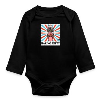 Katzenliebhaber Brötchen Backen Bäcker Spruch - Baby Bio-Langarm-Body - Schwarz - Vorne