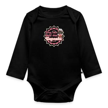 Baker Baking Cat Hobby Baker Dessert Cake - Organic Longsleeve Baby Bodysuit - black - Front