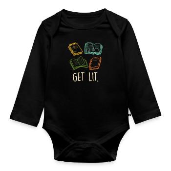 Get Lit Buchliebhaber und Buchfreund Lesefans - Baby Bio-Langarm-Body - Schwarz - Vorne