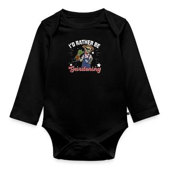 Hobby Gardener Garden Flowers Spooky Skeleton - Organic Longsleeve Baby Bodysuit - black - Front
