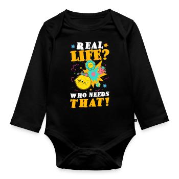 Comicstyle Kunst Boom - Baby Bio-Langarm-Body - Schwarz - Vorne