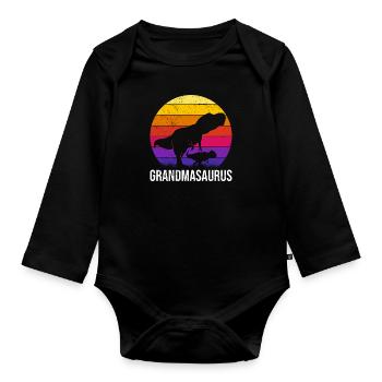 Omasaurus Grandma Muttertag Dinosaurier Fan - Baby Bio-Langarm-Body - Schwarz - Vorne