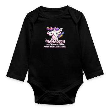 Mamacorn Einhorn Muttertag Mama Cooles Einhorn - Baby Bio-Langarm-Body - Schwarz - Vorne