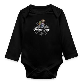 Recreational Gardener Spooky Halloween Skeleton Saying - Organic Longsleeve Baby Bodysuit - black - Front