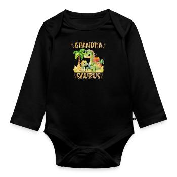 Omasaurus Dinosaurier Grandma Muttertag Granny - Baby Bio-Langarm-Body - Schwarz - Vorne