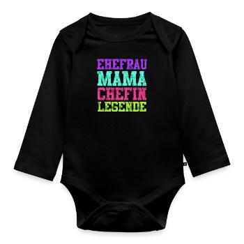 Mama Ehefrau und Chefin Muttertag Mama Boss - Baby Bio-Langarm-Body - Schwarz - Vorne